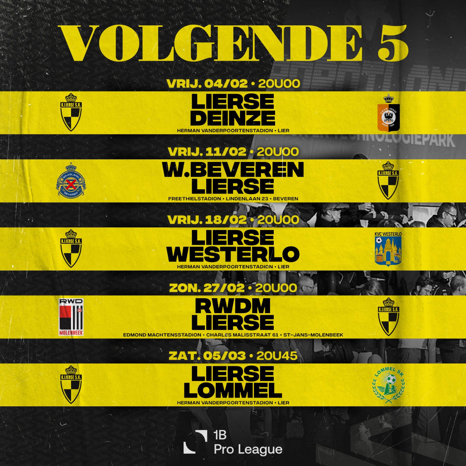 Update kalender  Lierse